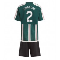 Camisa de Futebol Manchester United Victor Lindelof #2 Equipamento Secundário Infantil 2023-24 Manga Curta (+ Calças curtas)